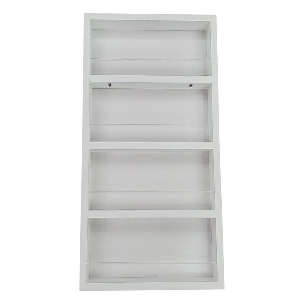 3.5 in. x 11 in. x 28 in. Malibu White Enamel Wood Spice Rack - Hercitys