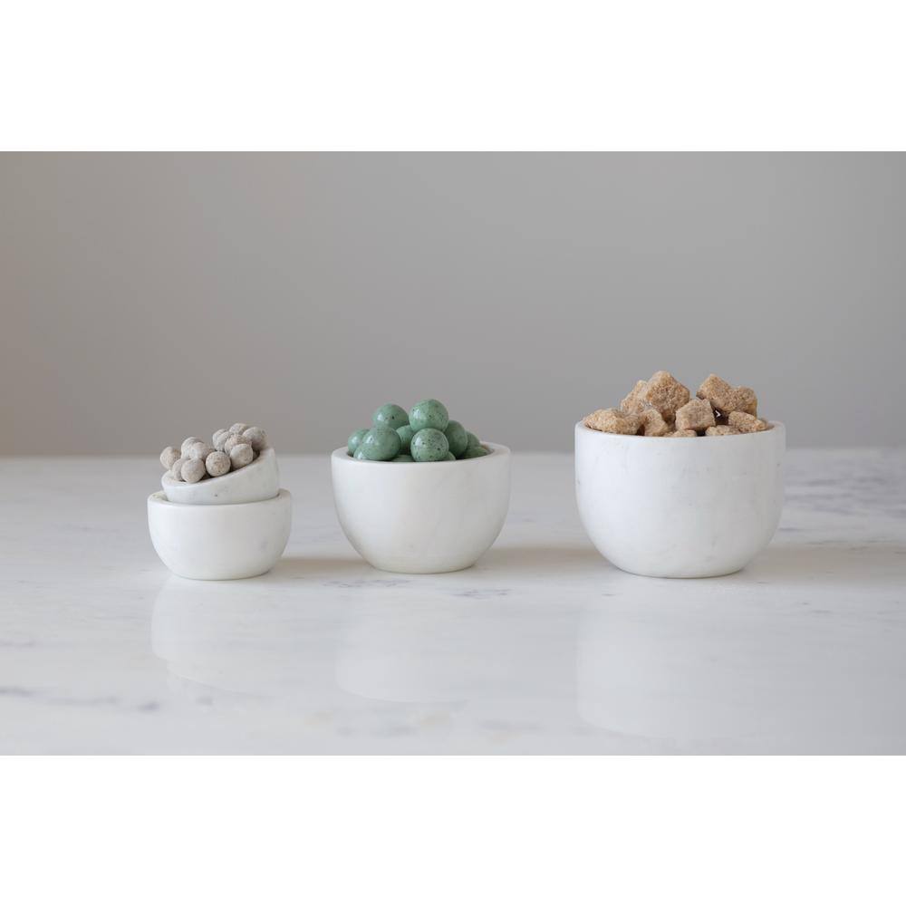 4 in. 8 fl. oz. White Marble Serving Bowls (Set of 4) - Hercitys