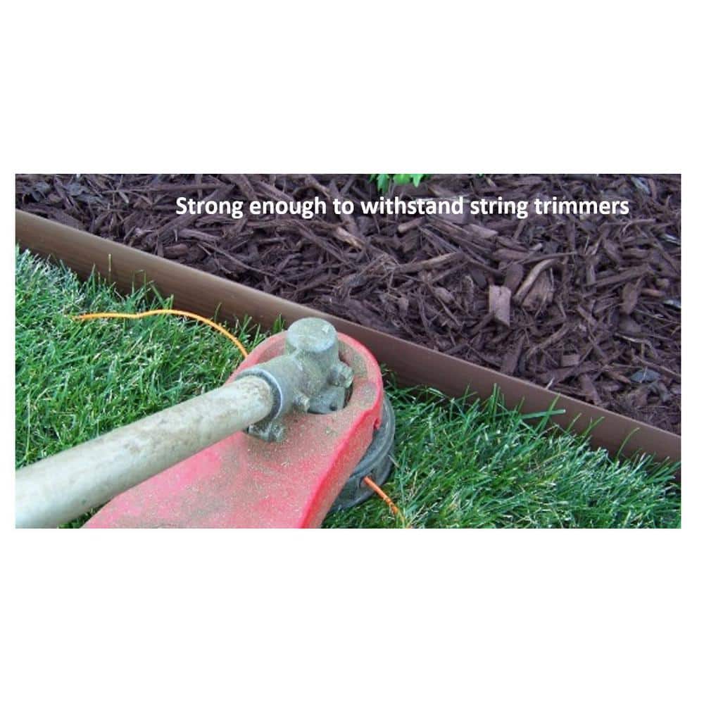 20 ft. L x 2 in. W x 3 in. H Light Brown Tall Resin Innovative Edge No Dig Edging with 9 in. Poly Stakes (10-Quantity) - Hercitys