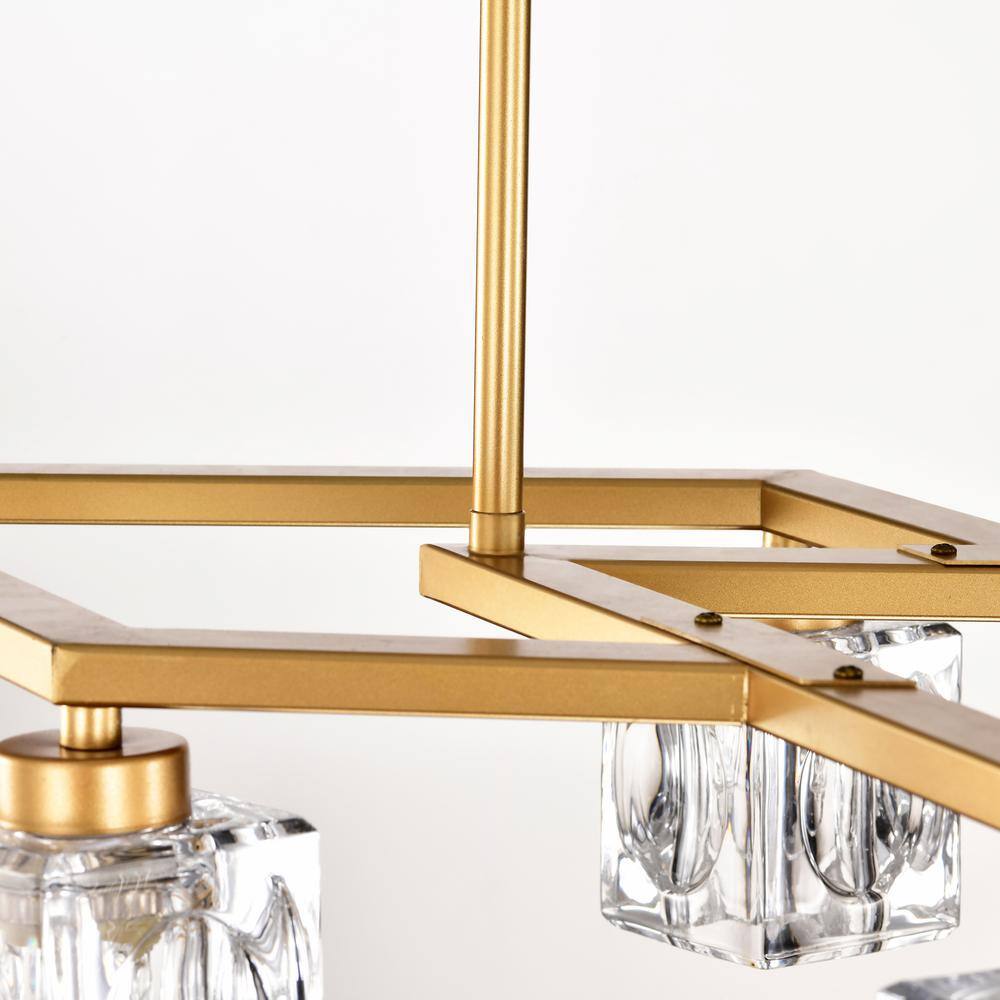 38.4 in. 8-Light Gold Modern Semi-Flush Mount Crystal Chandelier With Crystal Shade and 8-G9 Bulbs Included - Hercitys