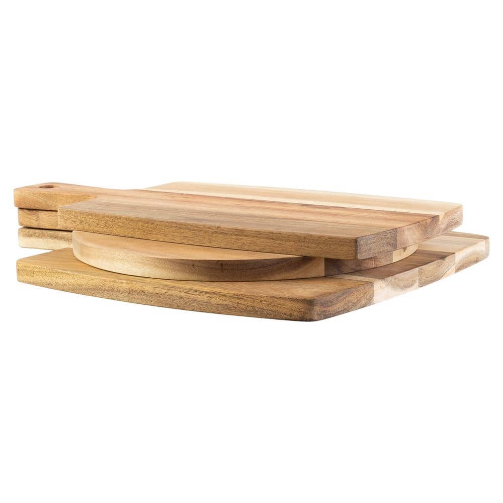 3-Piece Acacia Wood Cutting Board Set with Handles - Hercitys