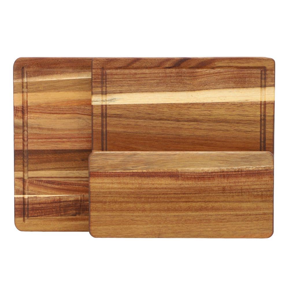 3 Piece Acacia Wood Cutting, Prep and Serving Boards - Hercitys