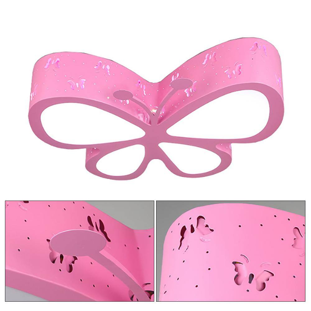 19.7 in. Pink Creative Butterfly Lighting Flush Mount Ceiling Light with Acrylic Shade and Integrated LED Light Included - Hercitys