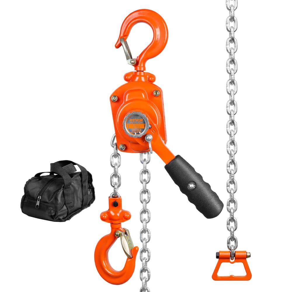 1/2 Ton Manual Lever Chain Hoist 10 ft. Chain Hoist with Weston Double-Pawl Brake for Garage and Factory - Hercitys