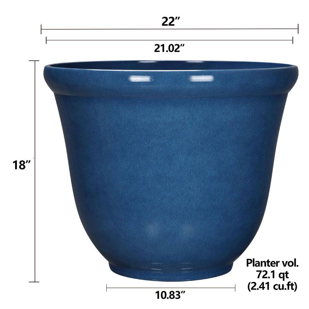 22 in. Dia Blue Resin Round Felicia Planter (2-Pack) - Hercitys