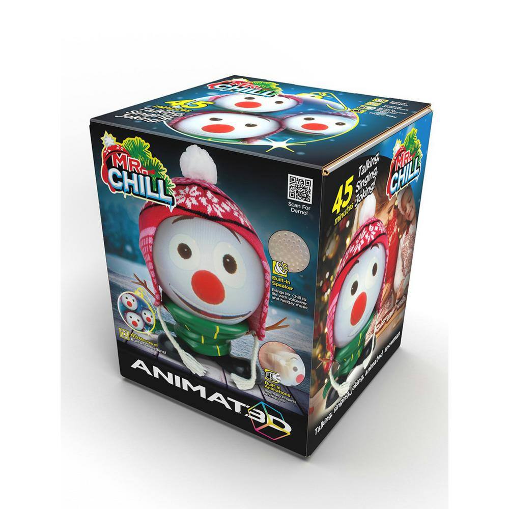 10.5 in. H Mr. Chill Talking Animated Snowman with Built-in Projector and Speaker Plugin Play - Hercitys