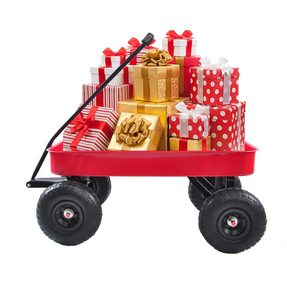 1.1 cu. ft. Steel Garden Cart with Adjustable Handles, Red - Hercitys