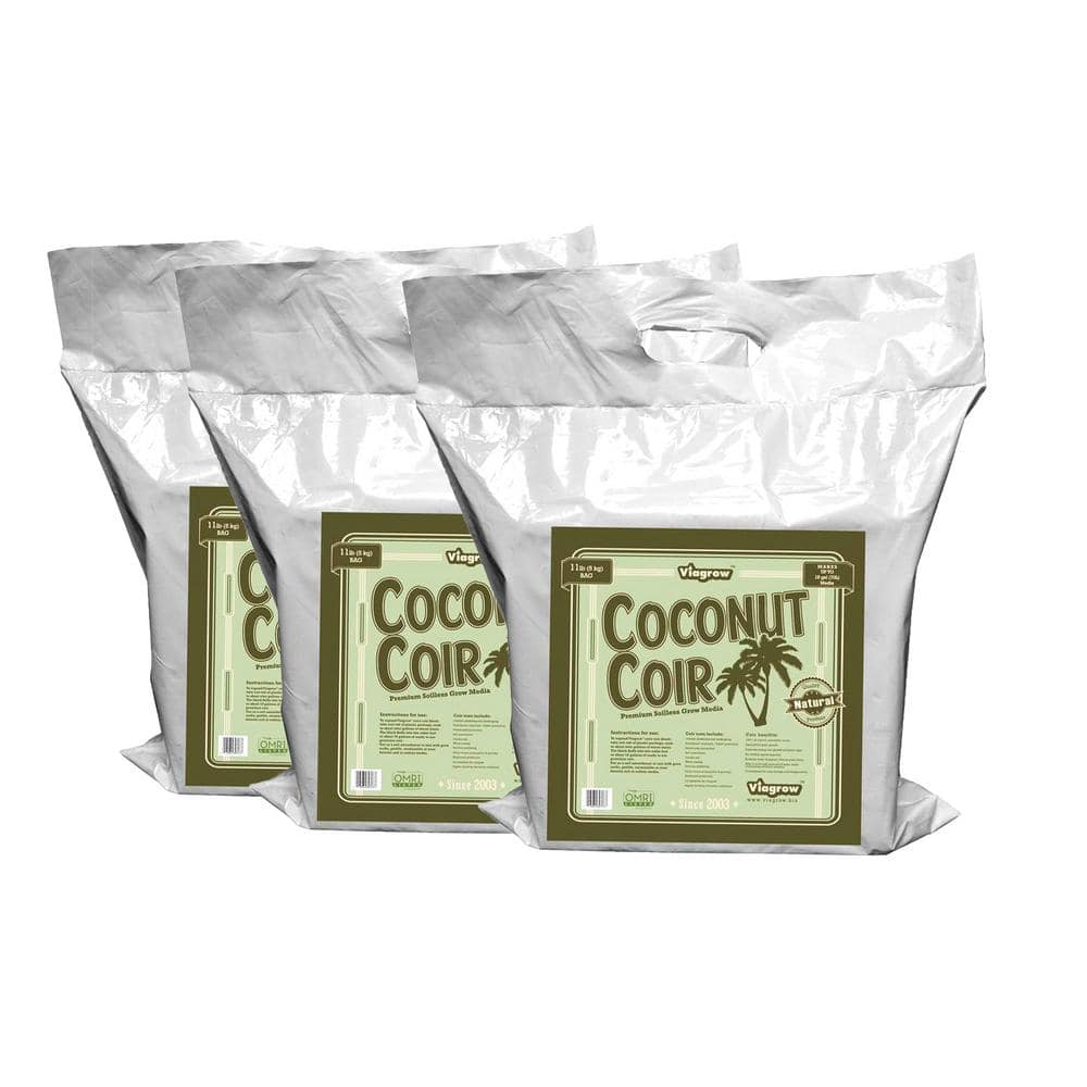 11 lbs. (5 kg) Coconut Coir Block of Soilless Media (3-Pack) - Hercitys