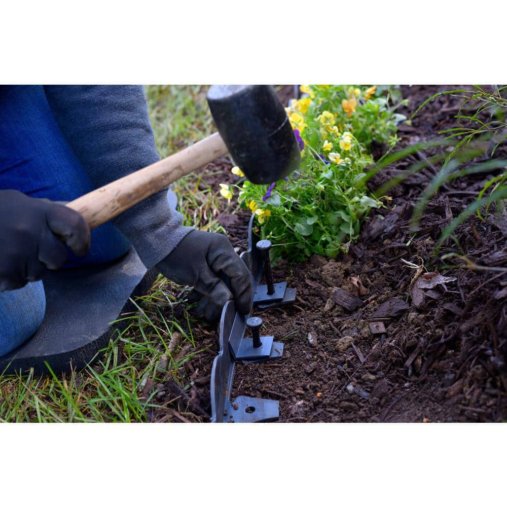 2 in. x 100 ft. Black Polyethylene Scalloped Woodgrain No-Dig Edging Kit - Hercitys
