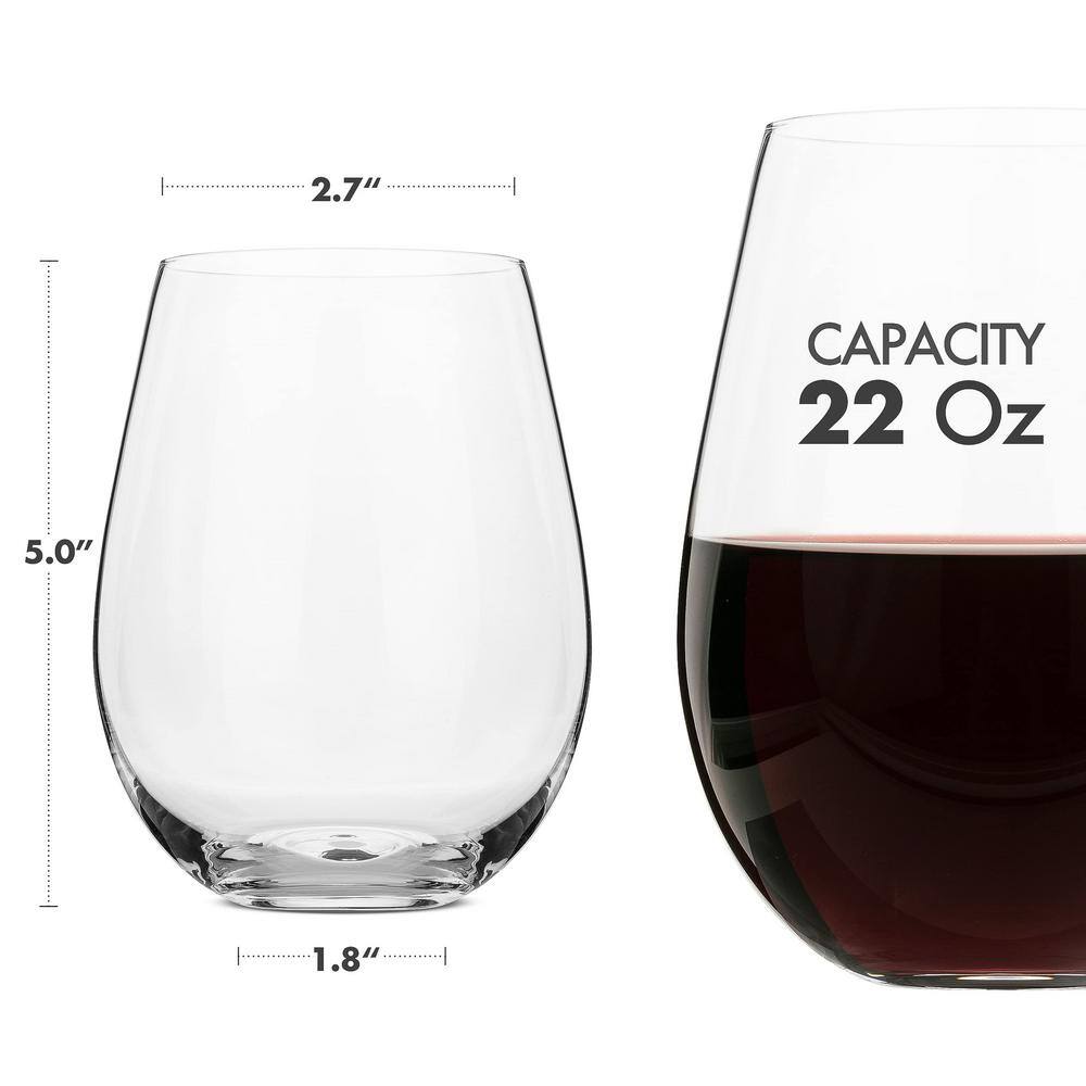 22 oz. Clear Glassware Set ((set of 4))-Stemless Large Red and White Wine Glass, Hand Blown Lead Free Crystal - Hercitys