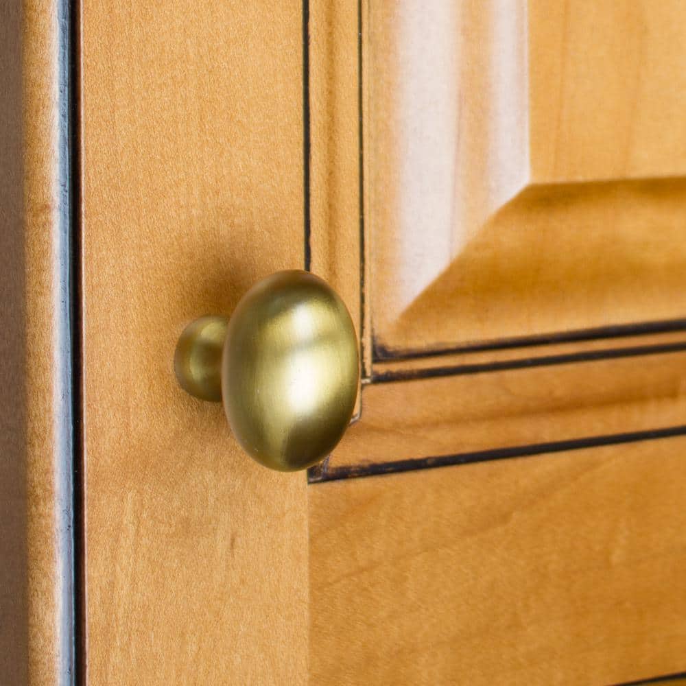 1-1/8 in. Dia Satin Gold Classic Oval Cabinet Knob (10-Pack) - Hercitys