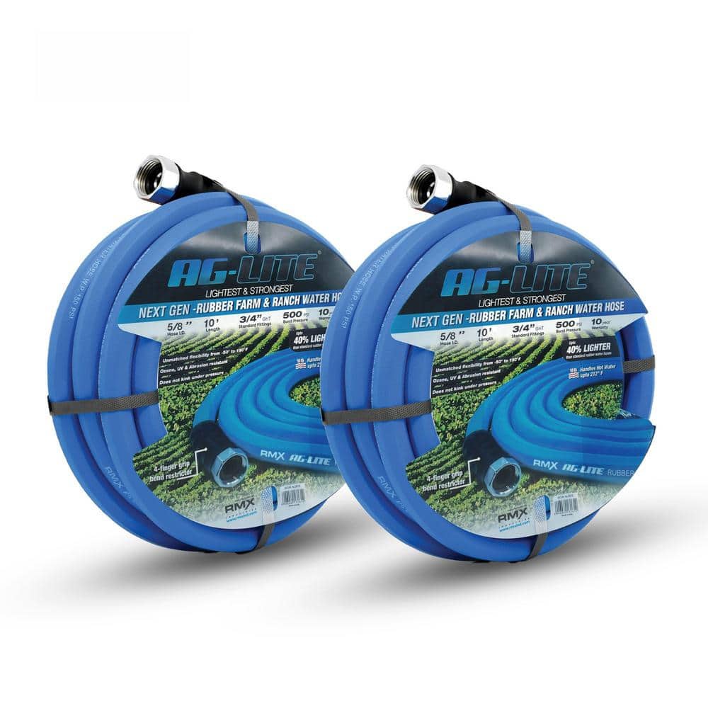 5/8 in. x 10 ft. Heavy Duty Rubber Garden Hose 2-Pack - Hercitys