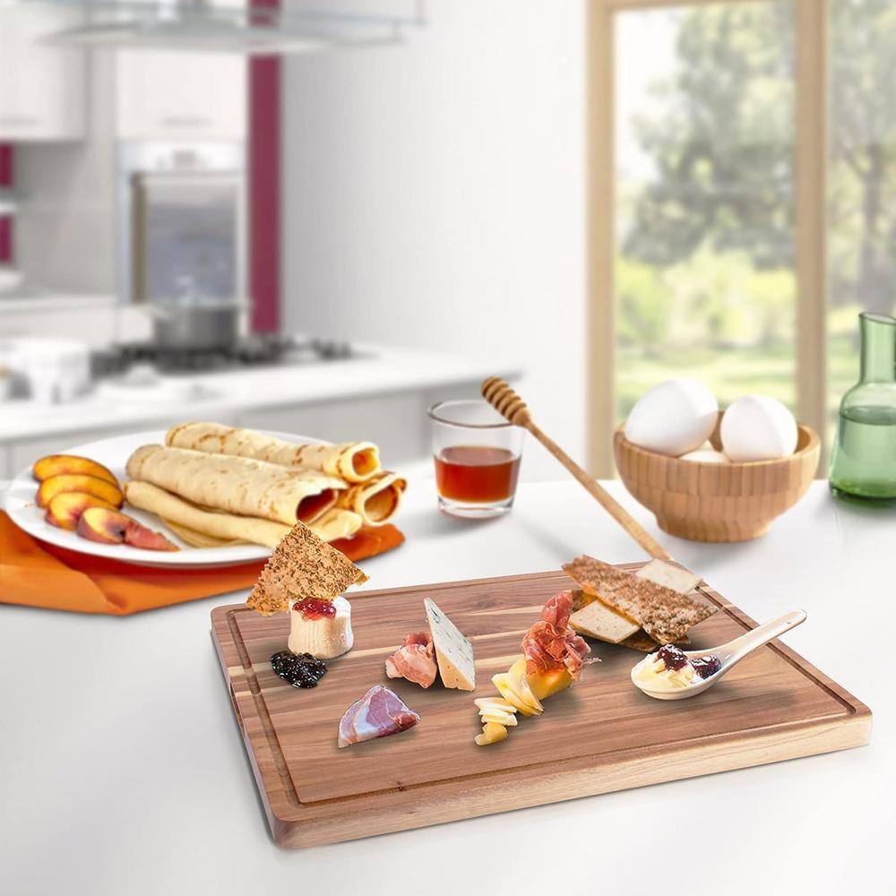 24 x 18 in. Rectangular Extra Large Acacia Wood Cutting Board Juice Groove, Reversible Meat Veggies - Hercitys