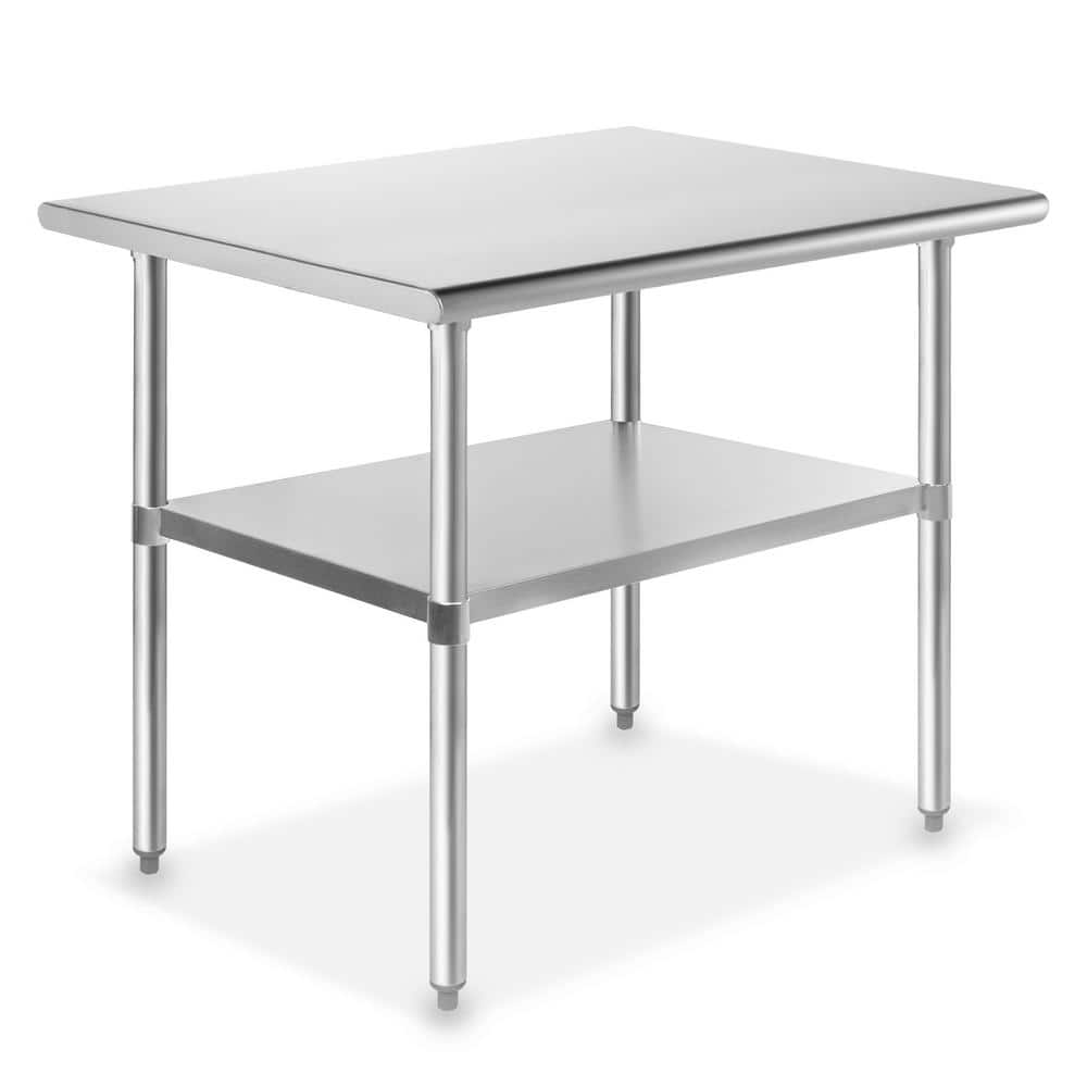 36 x 24 in. Stainless Steel Kitchen Utility Table with Bottom Shelf - Hercitys