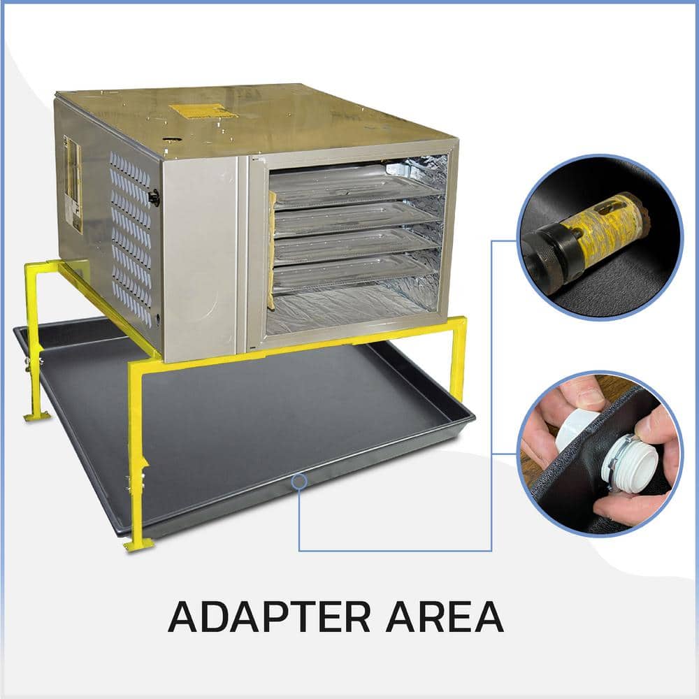 33 in. x 28 in. Heavy Duty Plastic HVAC Condensate Drain Pan with Drain Hose Adapter - Hercitys