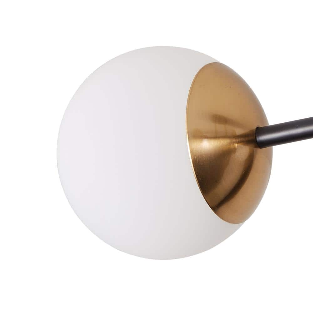 36.61 in. 6-Light Black Modern Sputnik Oversized Semi-Flush Mount Ceiling Light Fixture with Glass Shades - Hercitys