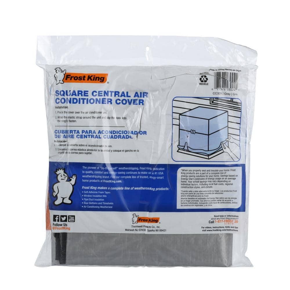 34 in. x 34 in. x 30 in. Plastic Square Central Air Conditioner Cover - Hercitys