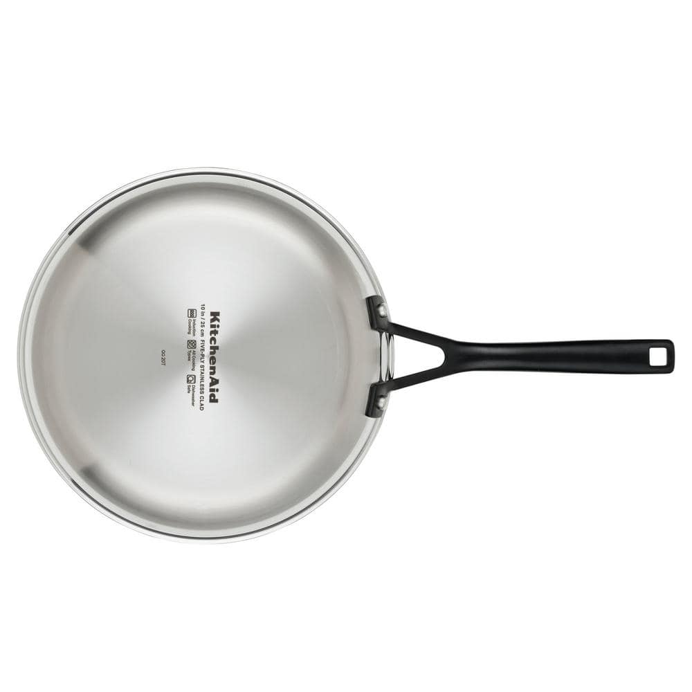 5-Ply Clad Stainless Steel 8.25 and 10 in. Stainless Steel Frying Pan Set Silver - Hercitys