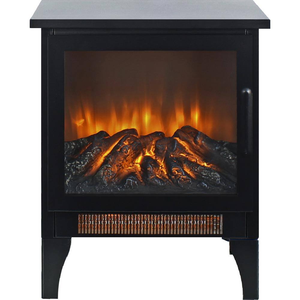 15 in. Freestanding 3D Flame Infrared Quartz Electric Fireplace without Remote Control in Black - Hercitys