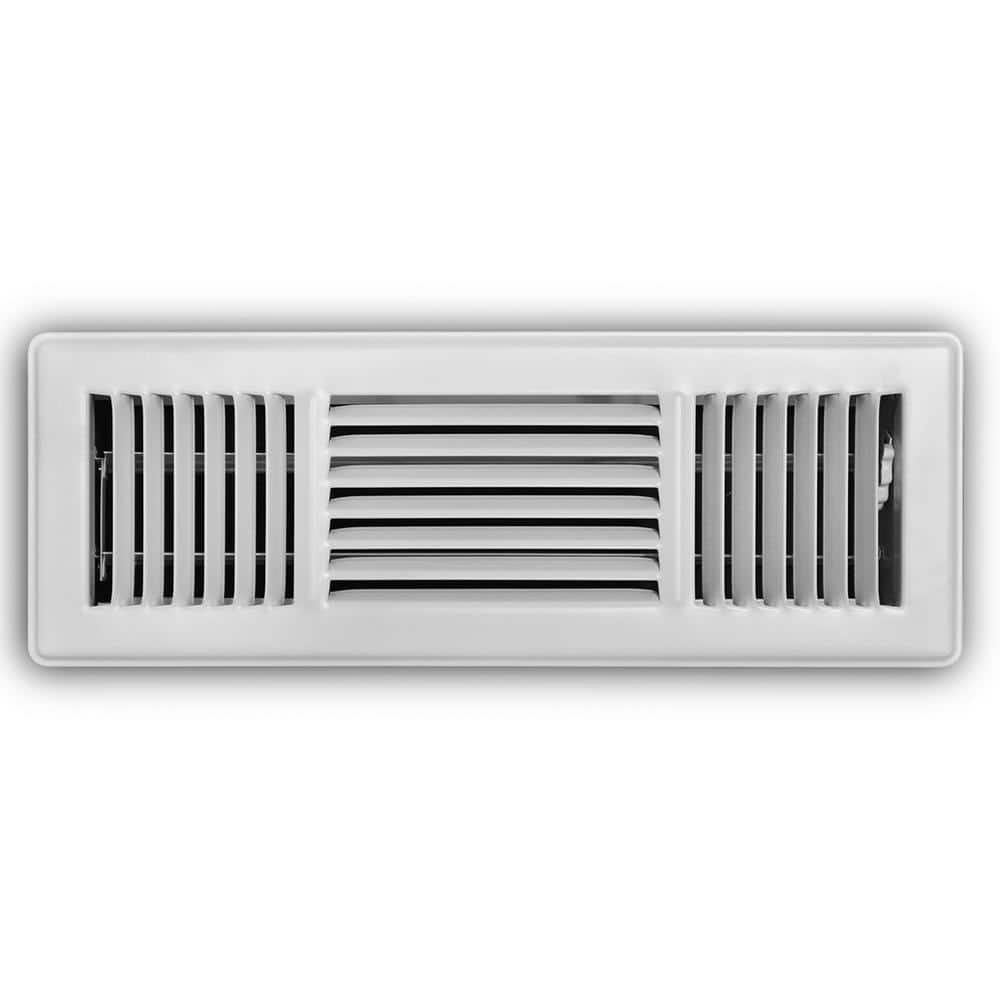 4 in. x 14 in. 3-Way Steel Floor Register in White - Hercitys