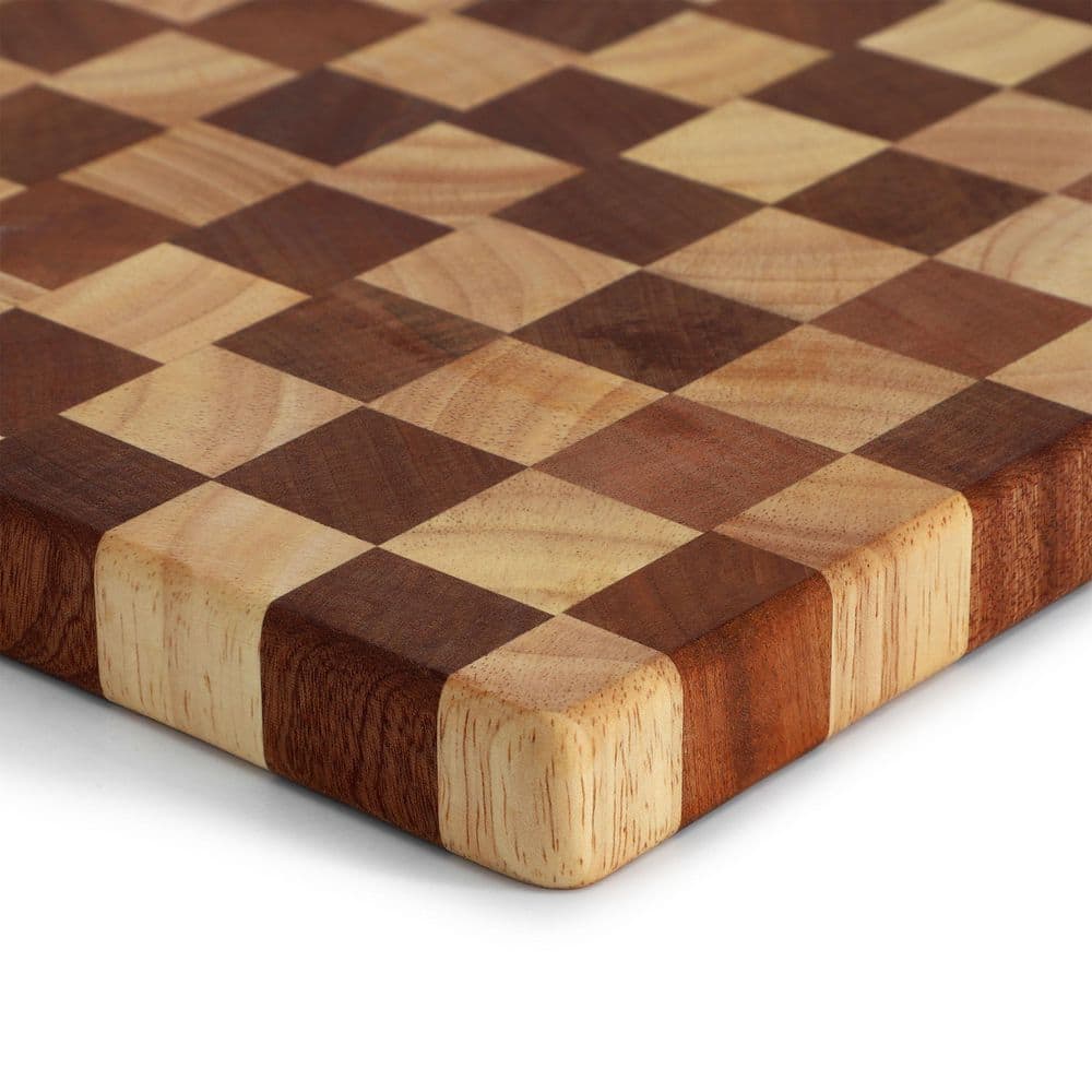 16×10 Checkerboard Acacia Wood and Rubber Wood Cutting Board Butcher Block - Hercitys