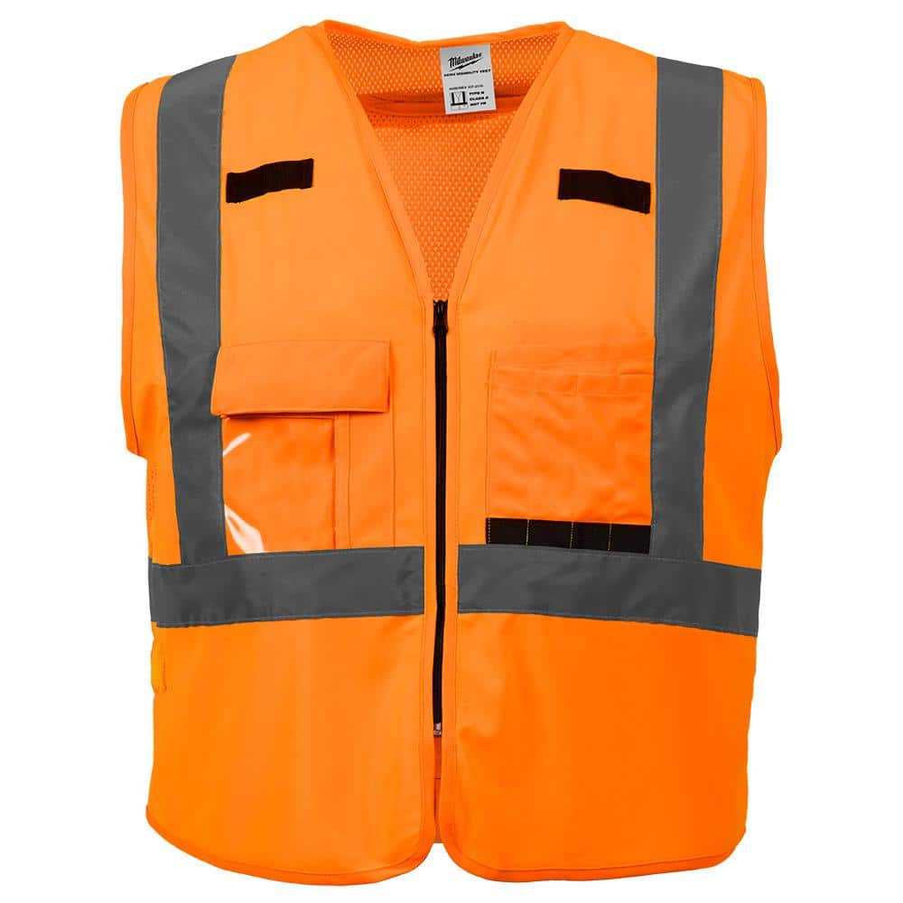 2X-Large /3X-Large Orange Class 2-High Visibility Safety Vest with 10 Pockets - Hercitys