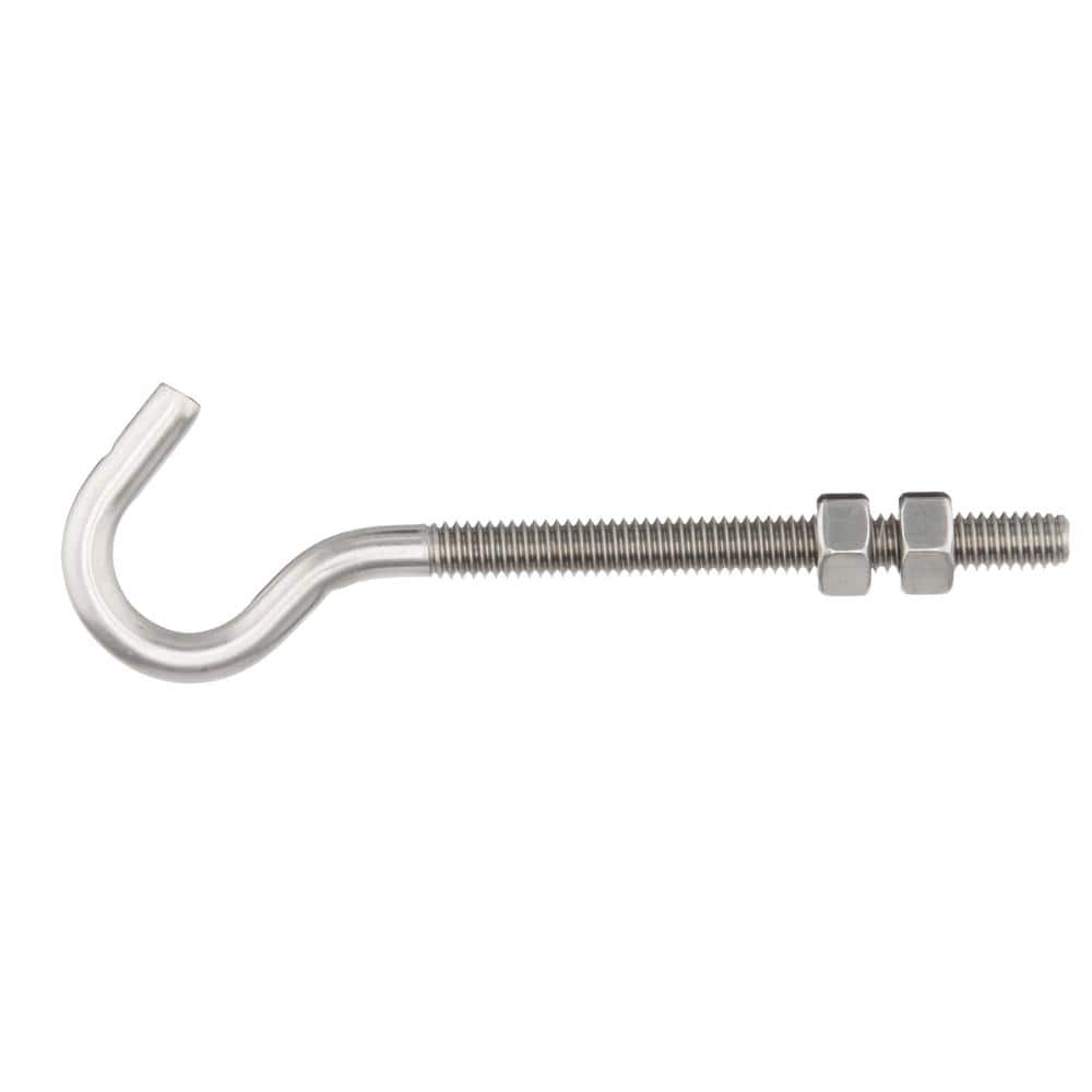 5/16 in. x 5 in. Stainless Steel Clothesline Hook Bolt with 2 Hex Nuts (5-Pack) - Hercitys