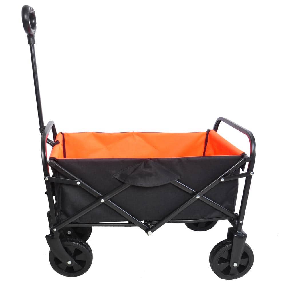 1.676 cu. ft. Fabric Garden Cart, Steel Frame, Black/Orange - Hercitys