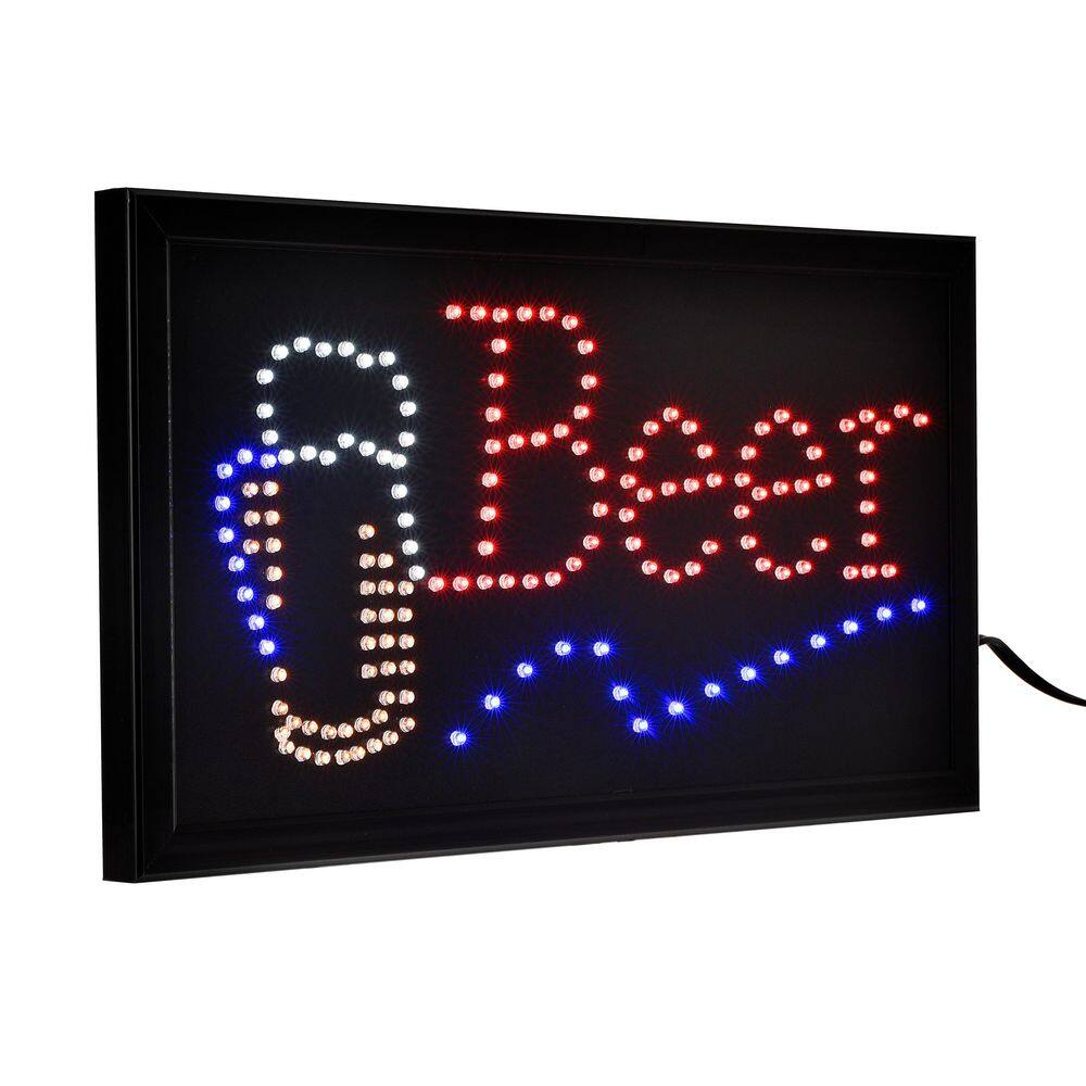 19 in. x 10 in. LED Rectangular Beer Sign with 2 Display Modes - Hercitys