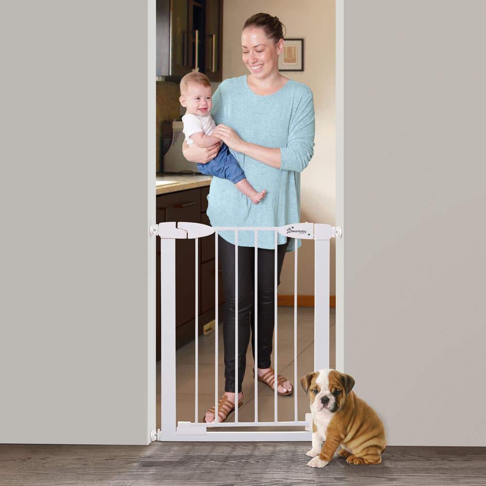 29 in. Tall Metal Boston 24 in. to 26.5 in. Wide Slimline Pressure Mounted Auto-Close Baby Gate - Hercitys