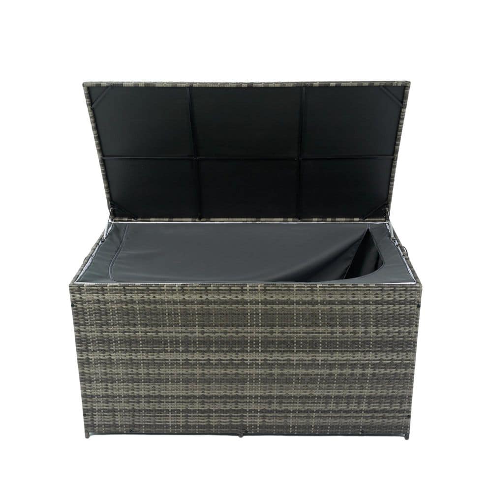 113 Gal. Wicker Patio Deck Boxes with Lid, Outdoor Storage for Kids Toys, Pillows, Towel - Hercitys