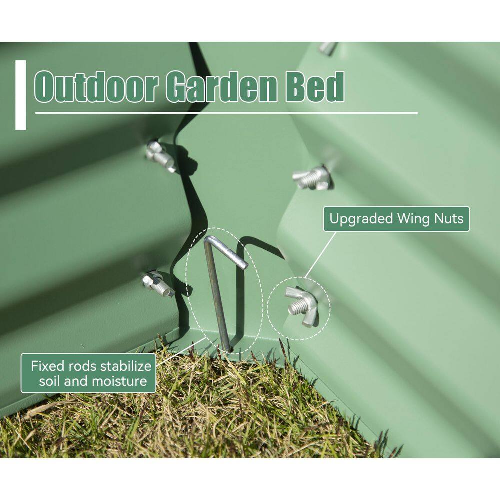 5.91 ft. x 2.95 ft. x 1.48 ft. Galvanized Metal Raised Garden Bed， Thickening Metal Planter Box, Green - Hercitys