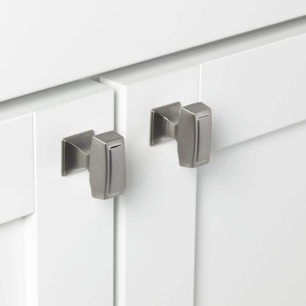 1-1/8 in. Satin Nickel Deco Rectangle Cabinet Knobs (10-Pack) - Hercitys