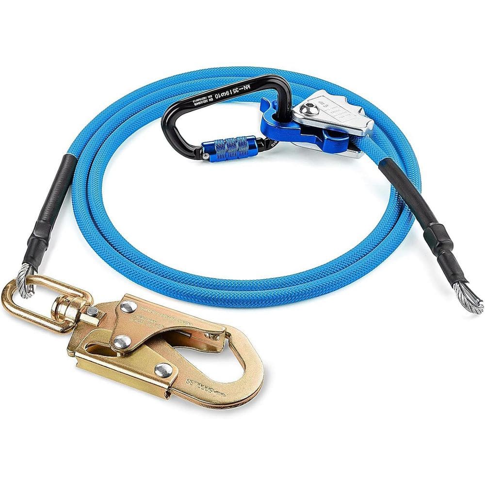 10 ft. Steel Wire Core Flipline Fall Protection Arborist Climbing Lanyard Kit with Swivel Snap Hook and Carabiner - Hercitys