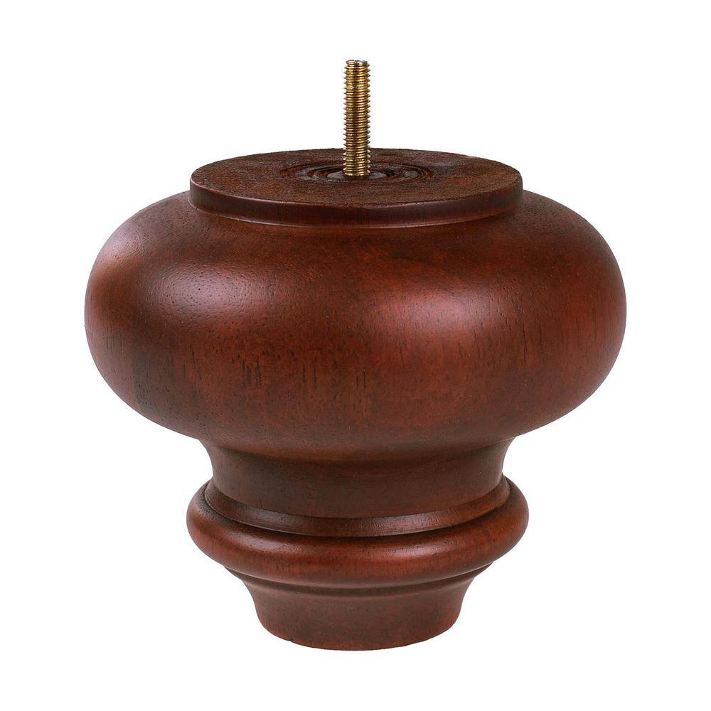 5-1/8 in. x 6 in. Stained Cherry Solid Hardwood Round Sofa Leg (4-Pack) - Hercitys