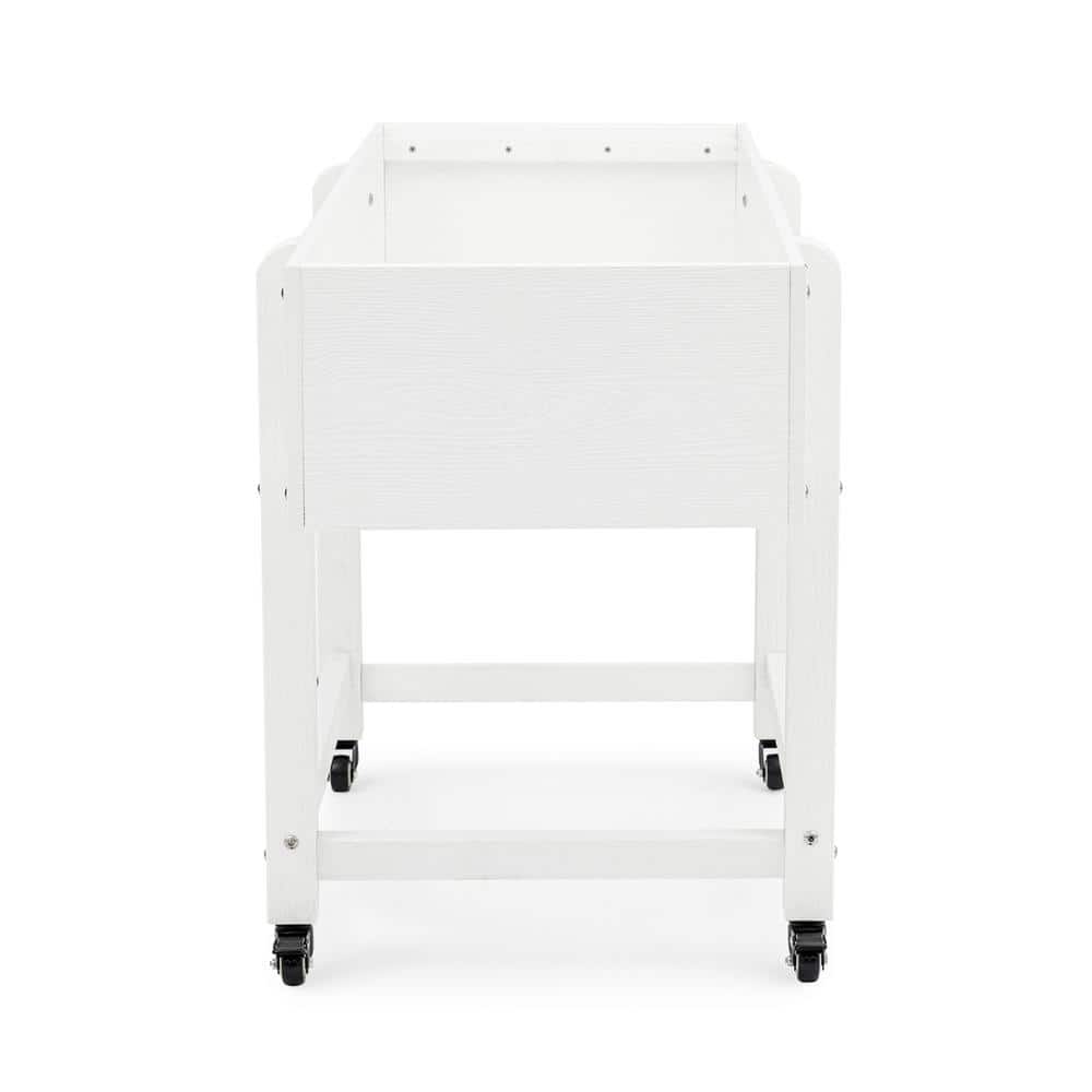39 in. x 16.7 in. x 28 in. White Plastic Mobile Elevated Garden Beds with Lockable Wheels, Liner - Hercitys