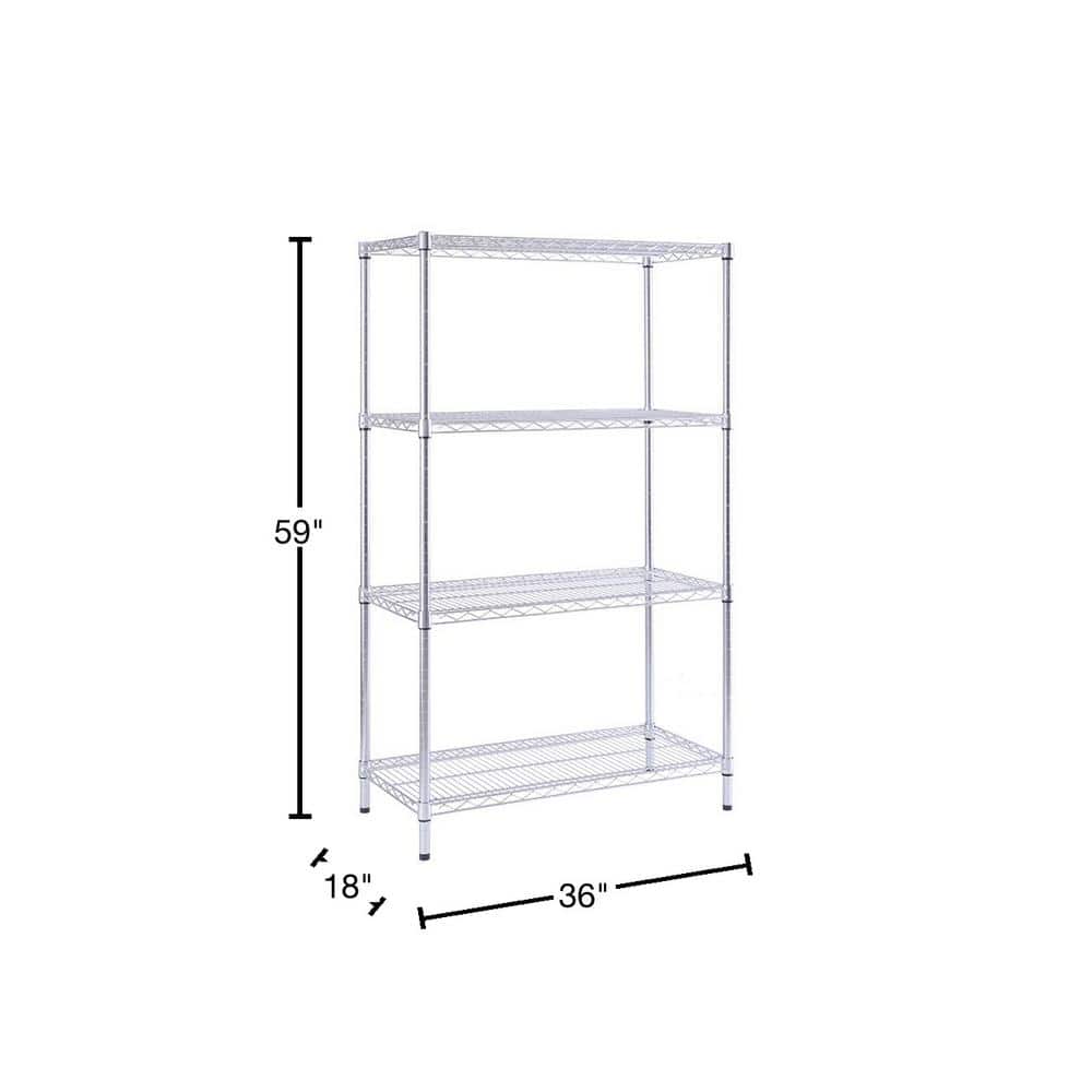 4-Tier Commercial Chrome Shelving Unit (18 in. D x 36 in. W x 59 in. H) - Hercitys