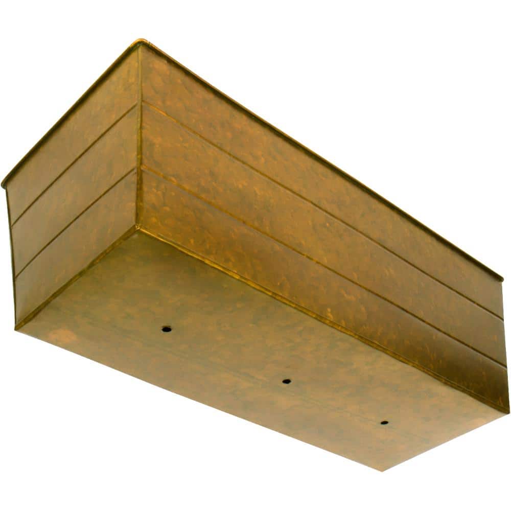 22 in. L x 9.5 in. W x 7.5 in. H Galvanized Iron Window Box Flower Planter (Bronze Patina) - Hercitys
