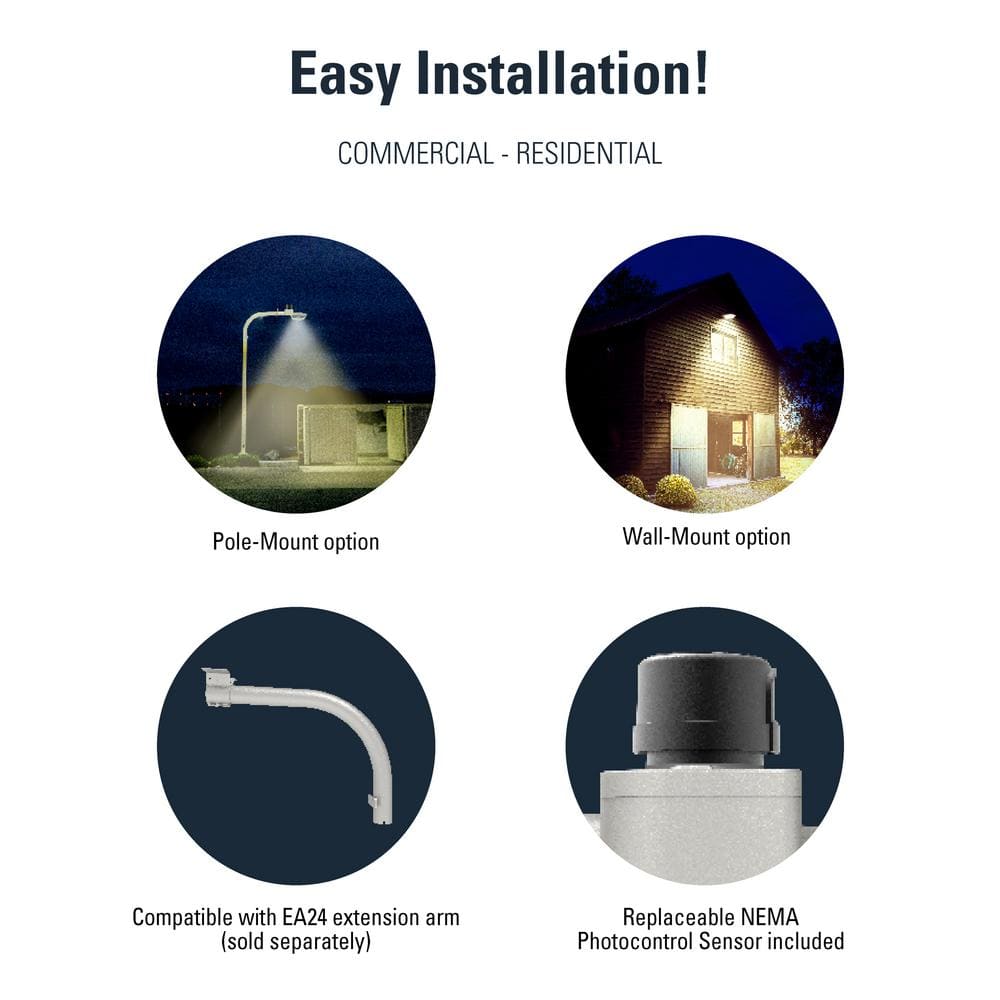 250-Watt Equivalent Integrated LED, Gray Area Light Motion Sensing, 9000 Lumens - Hercitys