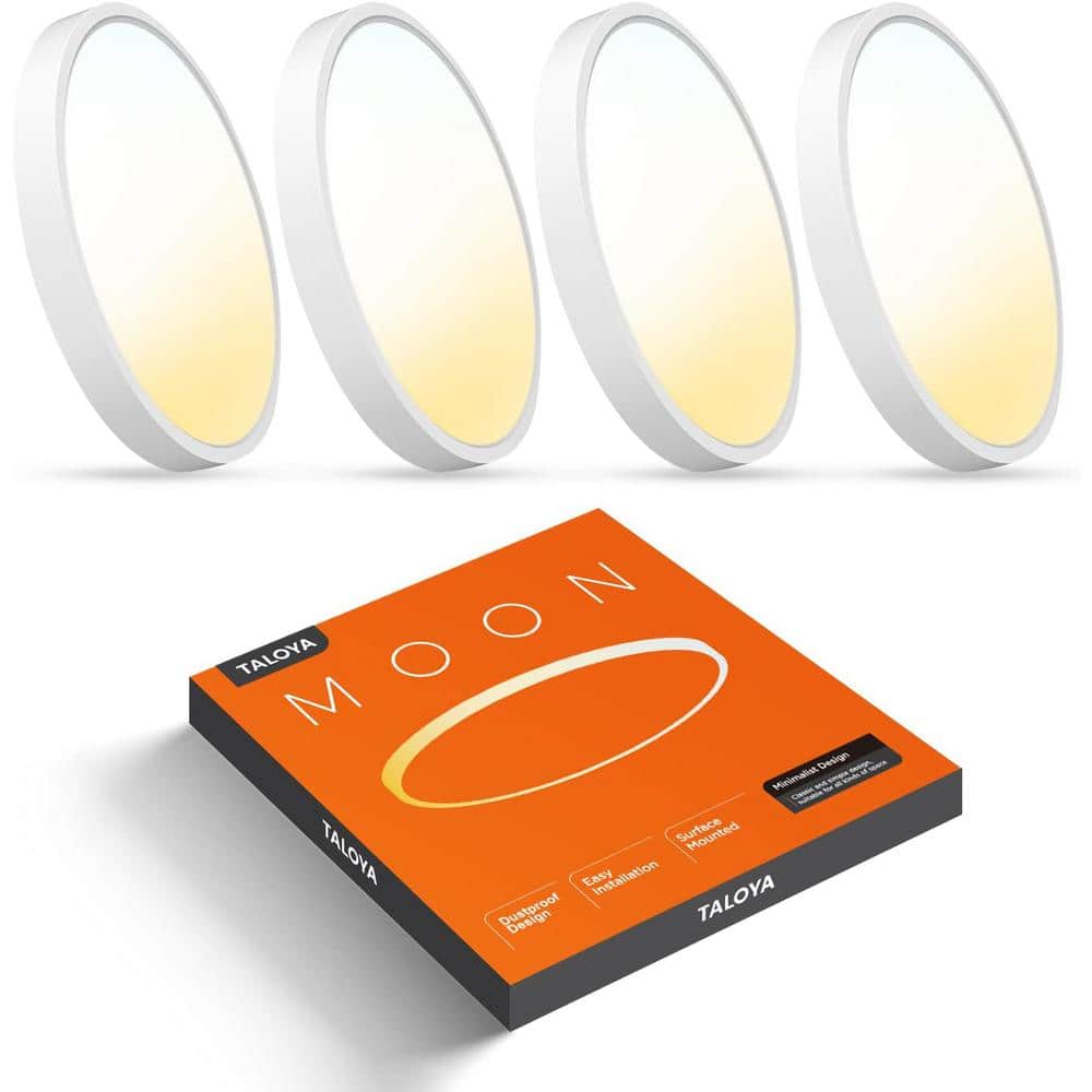 4-Pack 15.8 in. 24-Watt 3-Color White Indoor Selectable LED Flush Mount Dimmable Ceiling Light 2400 Lumens - Hercitys