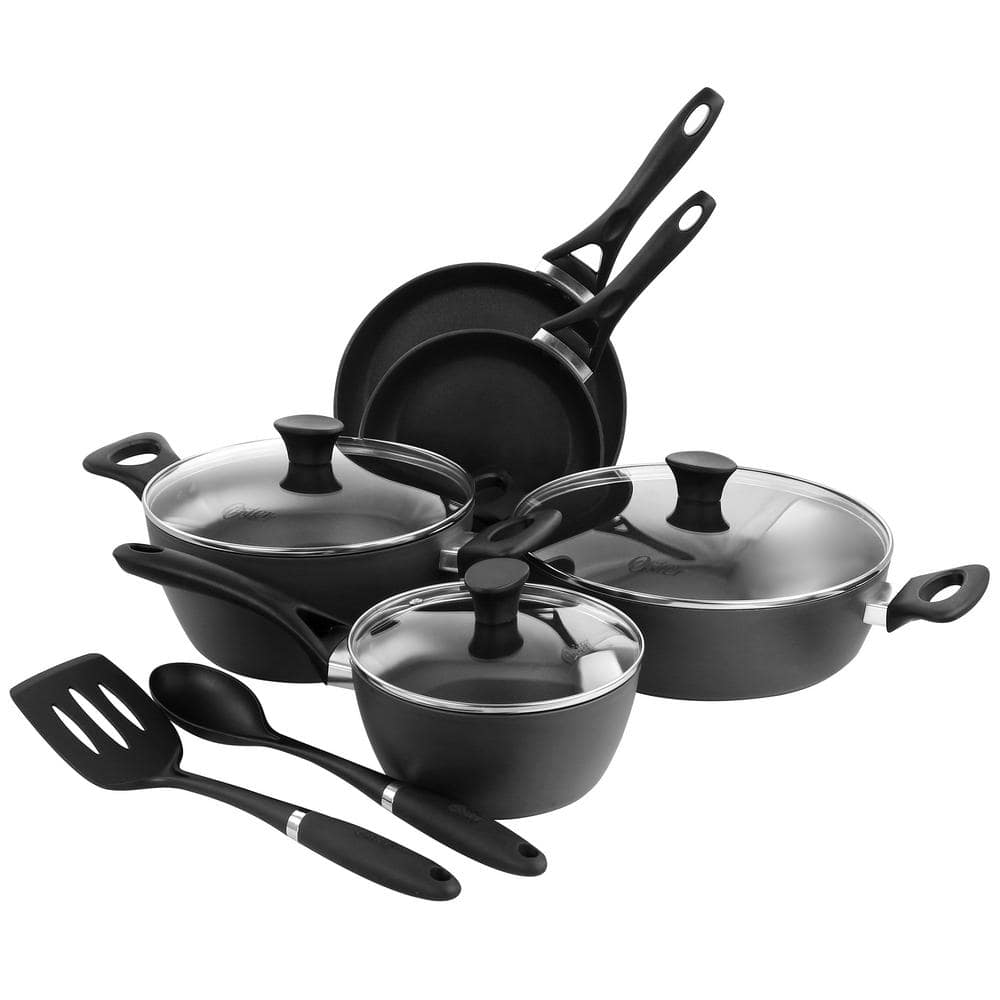 10-Piece Aluminum Cookware Set in Black - Hercitys