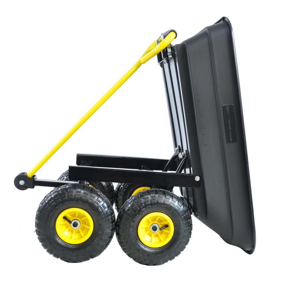 2.5 cu.ft. Metal Garden Cart with Steel Frame and Pneumatic Tire, Black - Hercitys