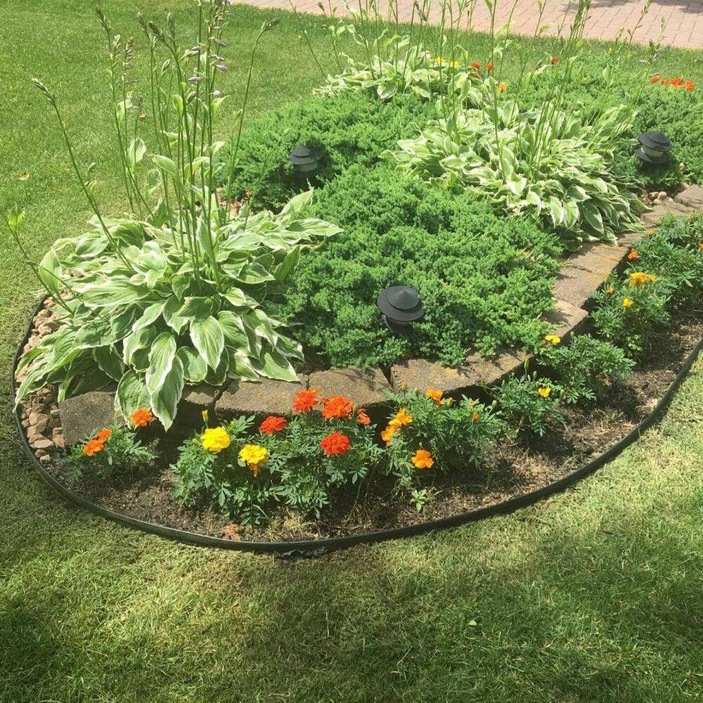 33ft x 4in Flexible PE Landscape Edging with 30pcs Nylon Spikes, Black - Hercitys