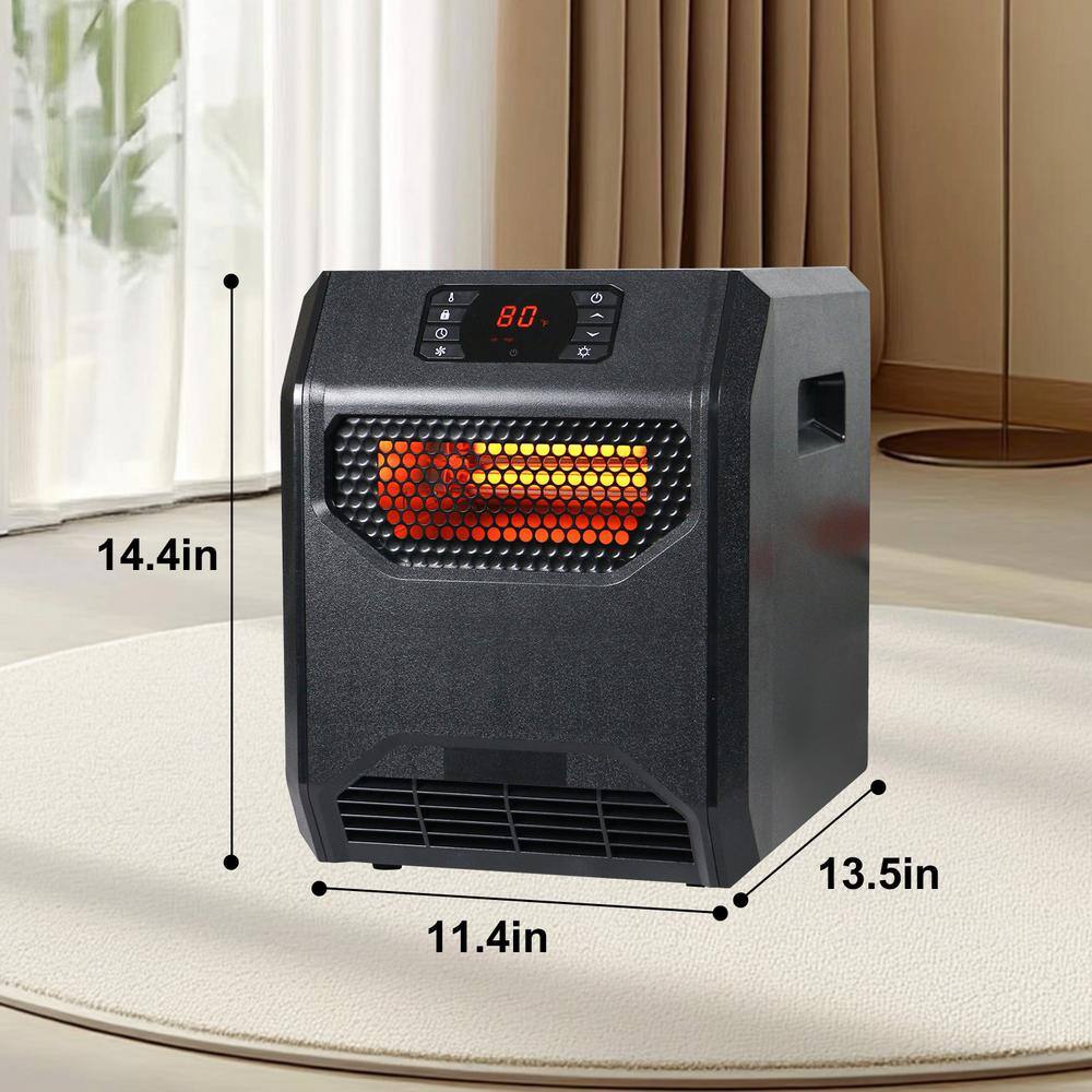 1500-Watt Black Indoor Electric Convection Infrared Space Heater with Remote Control and UVC Purification - Hercitys
