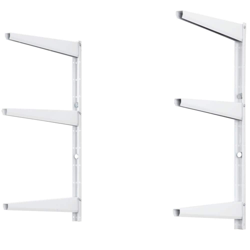 1.5 in. W x 12 in. D x 21 in. H White Heavy Duty Wall Rack, Holds 480 lbs., Adjustable 3-Tier Steel Garage Wall Shelf - Hercitys