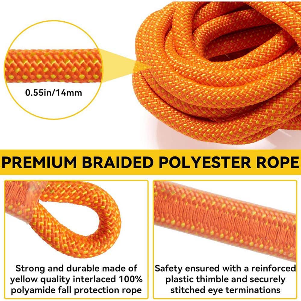 100 ft. Retractable Lifeline Rope with Snap Hooks and Shock Absorber for Roofing Safety and Construction Professionals - Hercitys