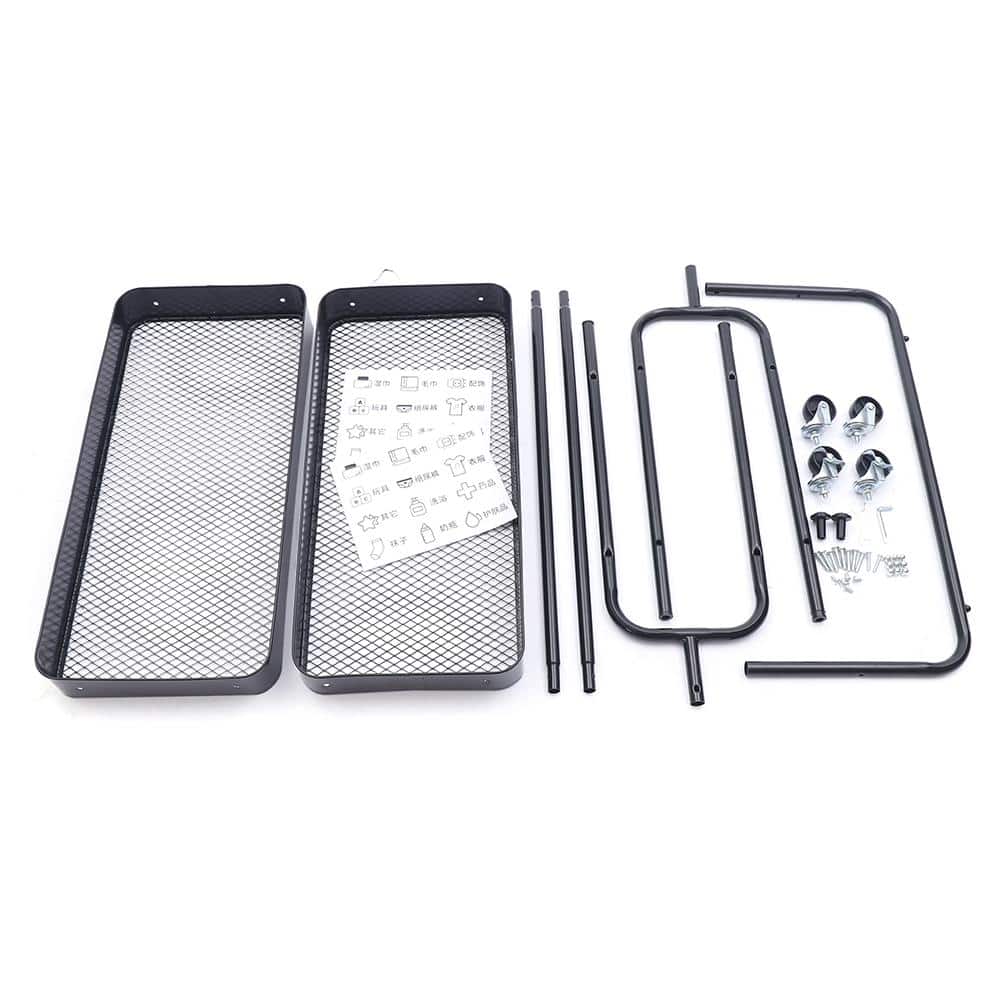 2-Tier Carbon Steel 4-Wheeled 2-In 1 Freestanding Garment Rack in Black - Hercitys