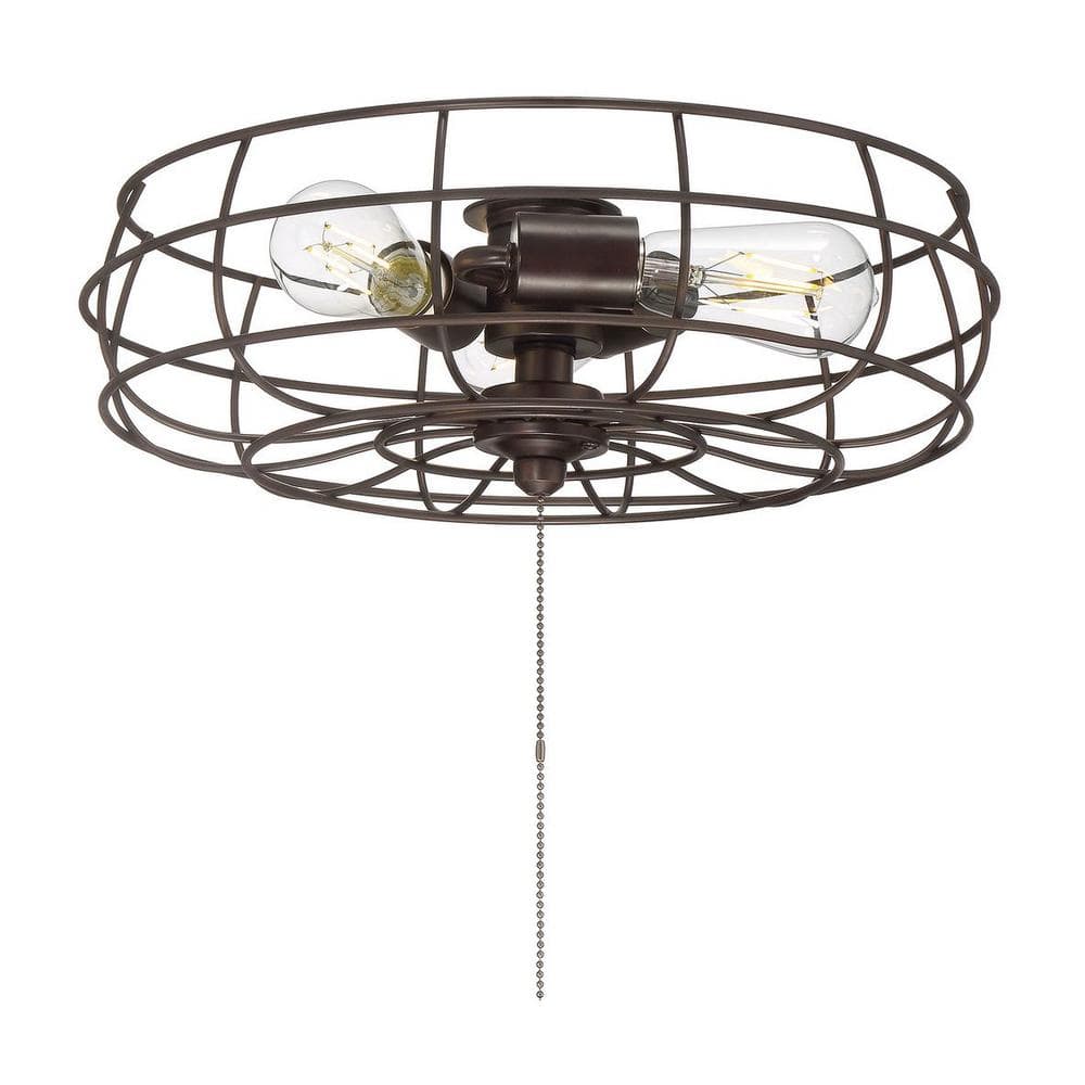 3-Light Oil Rubbed Bronze Globe Ceiling Fan Light Kit - Hercitys