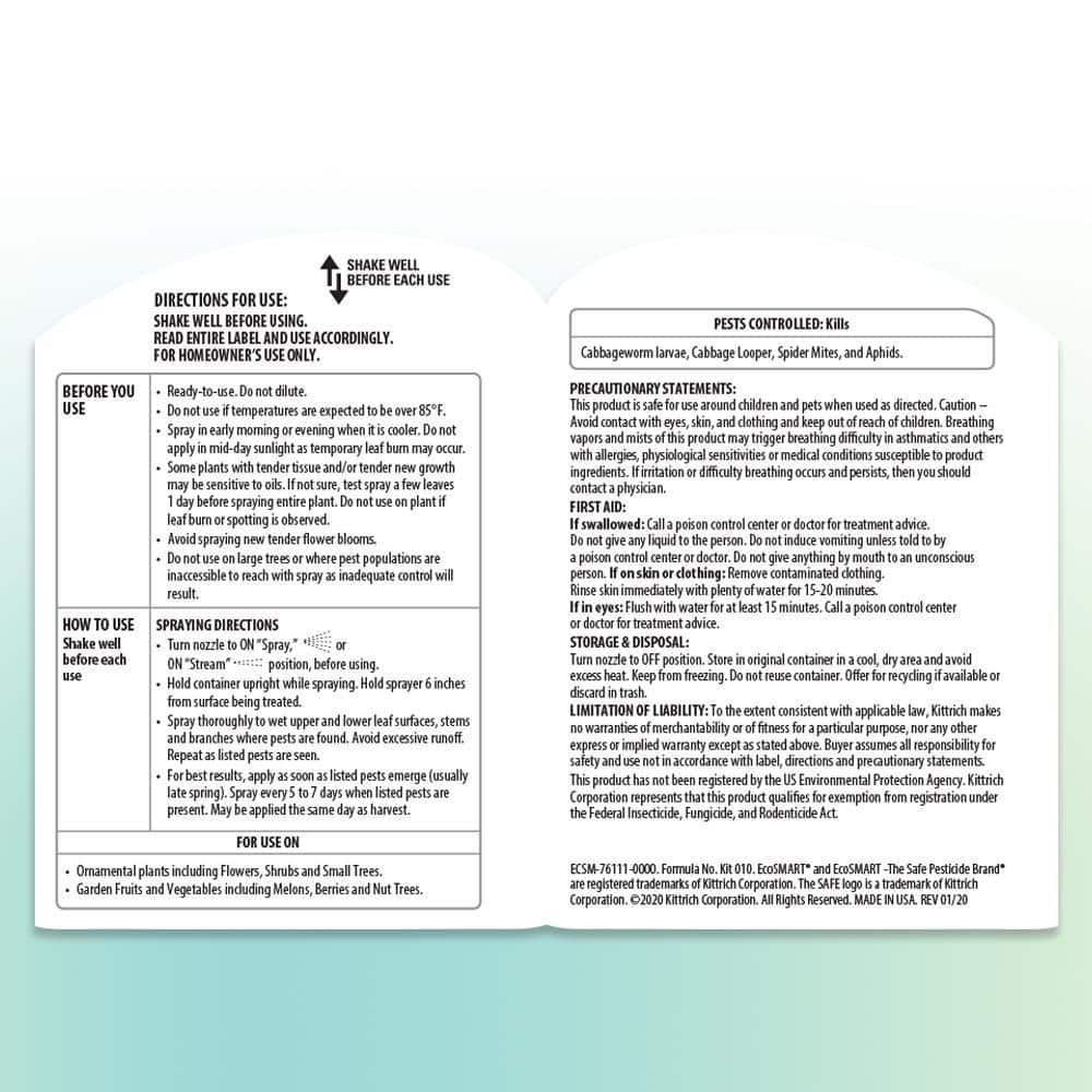 24 oz. Natural Garden Insect Killer with Plant-Based Rosemary Oil and Peppermint Oil, Ready-to-Use Spray Bottle (2-Pack) - Hercitys