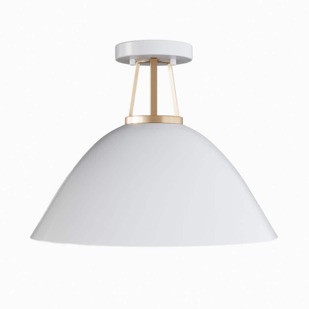 15.8 in. 1-Light Modern Semi-Flush Mount Farmhouse Close to Ceiling Lighting with Metal Shade - Hercitys